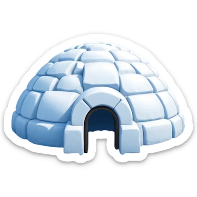A traditional snow igloo on a vast snowy plain under a clear blue sky. Soft sunlight casts gentle shadows across the snow. The igloo has a small entrance tunnel and compacted snow blocks forming its dome. Realistic Arctic environment, calm winter feeling. Negative: Background transparent. sticker