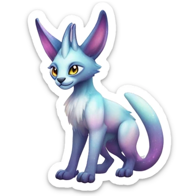 Cute Kawaii Epic Ethereal Horned Sparkly Colorful Sergal-Caracal-Vernid full body sticker