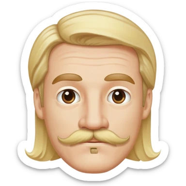 Đàn ông, mặt to, râu mép tóc vàng, cằm dài, mặt đầy đặn dài sticker