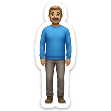 hombre mediana edad  con polera azul sticker