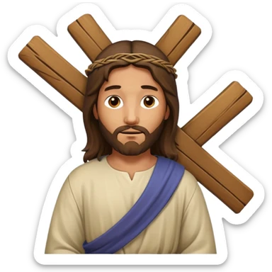 JESUS CARRYING HIS HEAVY CROSS ACROSS HIS BACKK sticker
