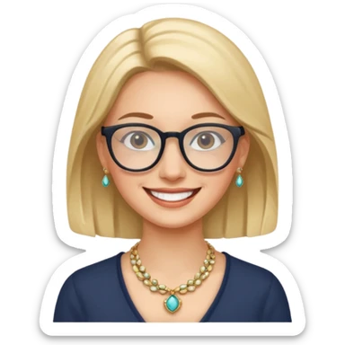smiling woman with glasses jewelry sticker