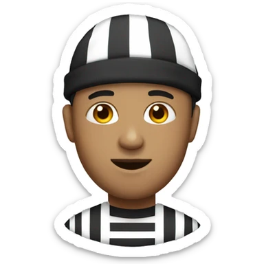 man with beanie and white and black striped shirt sticker