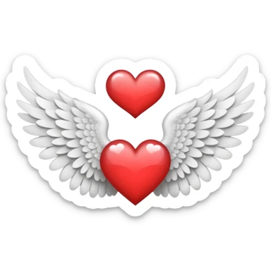 Hearts with heart particles on angel wings sticker