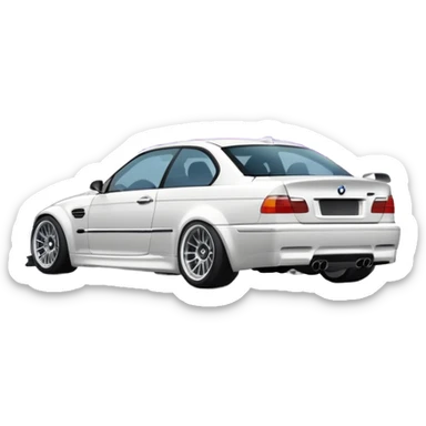 bmw m3 e46  drifting, smoke is coming from the rear, and it's visible from behind. sticker