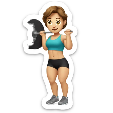 White woman with brown hair doing crossfit overhead squats sticker