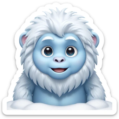 Cinematic Cute Yeti Portrait Emoji, with a charming, small, fluffy form in soft snowy whites and cool blues, featuring big, innocent eyes and a shy, gentle smile, simplified yet irresistibly endearing, highly detailed with a soft glowing outline that captures the whimsical charm of a friendly yeti ready for a cuddle! sticker