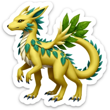  Exotic Ivy Dragonic Feathery ScalyMeloetta-Zygarde-Zeraora-Renamon-Protogen-Palkia-hybrid-fusion-Fakémon-creature, full body sticker