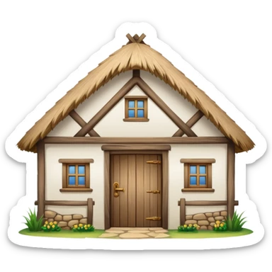 A Ukrainian peasant house with white walls sticker