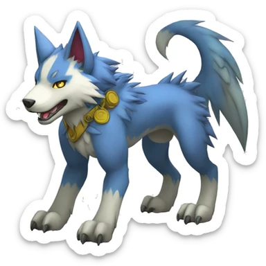 cute cool Digimon-Fakemon-garumon-wolf full body sticker