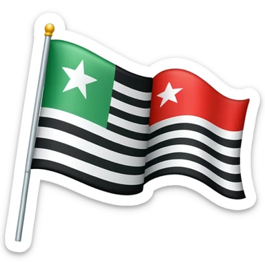 Flag with green on top and white in the middle and black on the bottom and 3 red stars sticker