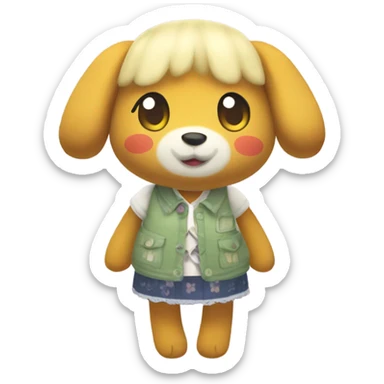 Animal Crossing Isabelle as Jellycat sticker