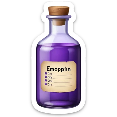 purple ink bottle with label sticker