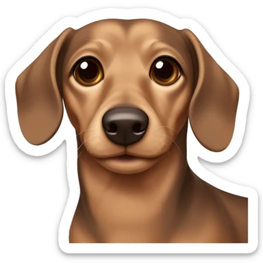 Light sandy brown wired hair dachshund with dark brown ears and no fur on the ears more curly hair and very dark brown ears sticker