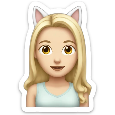 White  Girl with cat ears sticker