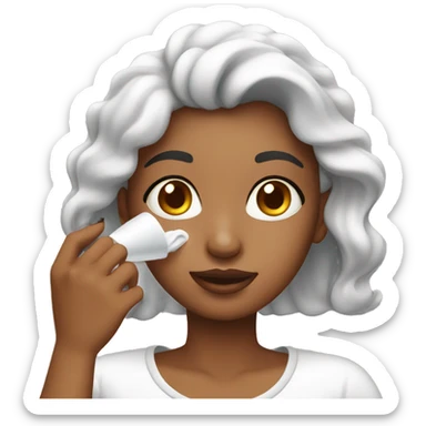  girl applying cream on face sticker