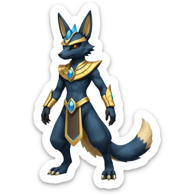 Black Dark Furry Fluffy Modern Futuristic Lucario-Anubis-fusion full body sticker