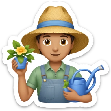 gardener holding watering pot sticker