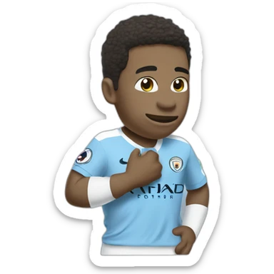 blue Yoshi wearing Manchester City football shirt sticker