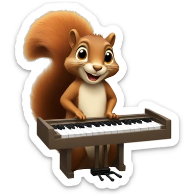 Squirrel play piano  sticker