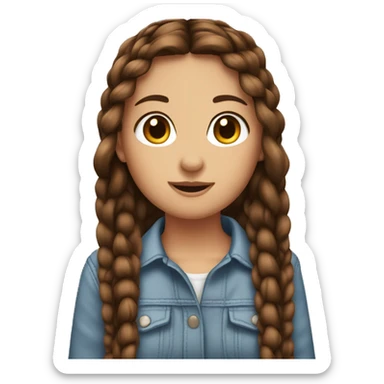 pretty girl with long brown hair in two braids and brown eyes sticker
