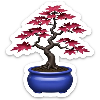  Earthenware shiny black-purple crimson maple cobalt tiny bonsai  sticker