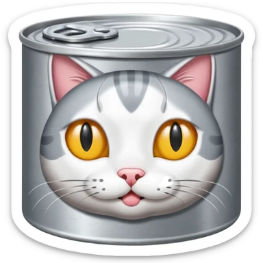 a flat round cat food can sticker