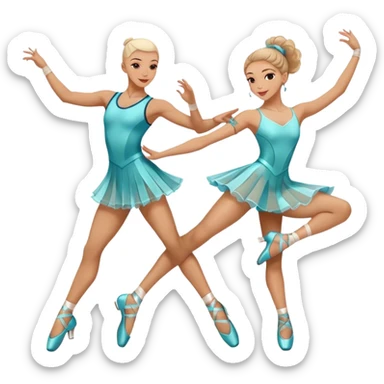 Icon for Sports Dance: a couple in competitive dance attire performing a synchronized dance, with dance shoes, a rhythmic floor, and a competition backdrop. The icon should capture athleticism, technique, and precision in sports dance. Transparent background. sticker