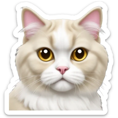 Tan and white Persian cat with tan colored ears and pink nose and white face and golden eyes  sticker