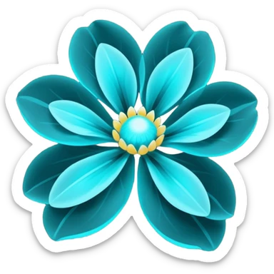 Pastel black and cyan bioluminescent transparent bio-luminescent flower sticker