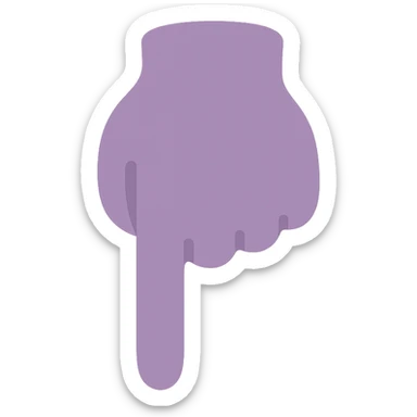 A dull purple Backhand Index Pointing Down sticker