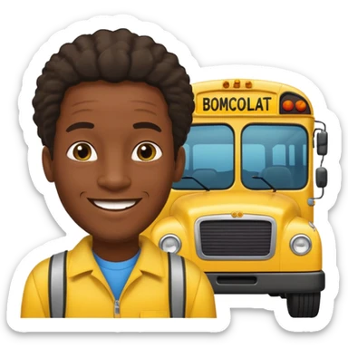 a school bus with a jamaican man saying bomboclat ("BOMBOCLAT' in speech buble) sticker