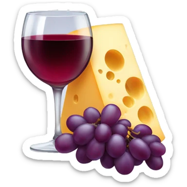 wine and cheese and grapes sticker