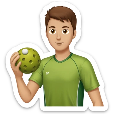 I want a tall white guy with brown hair spiking a pickle ball sticker