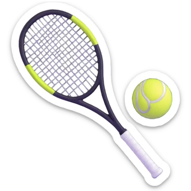 preppy tennis racket and ball sticker