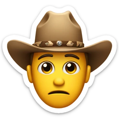 Sad emoji with cowboy hat sticker