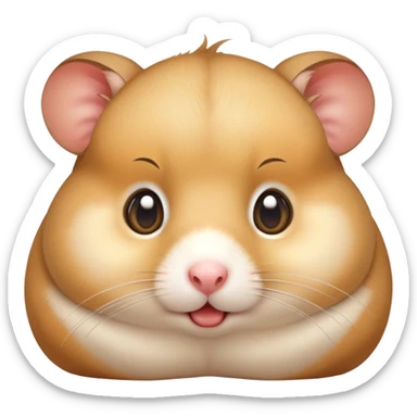 surprised hamster with puffed cheeks full of food, wide eyes sticker