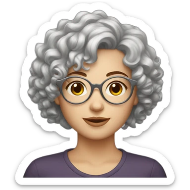 white girl with round silver glasses and really short curly brown hair sticker
