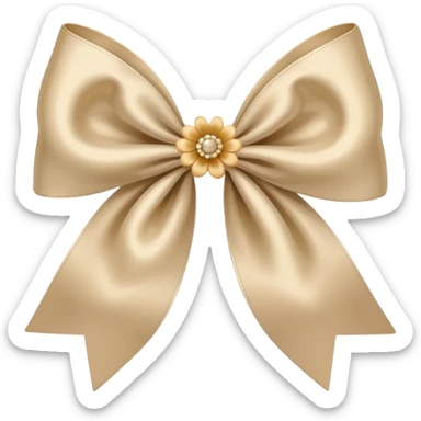 beige bow emoji, with a flower sticker