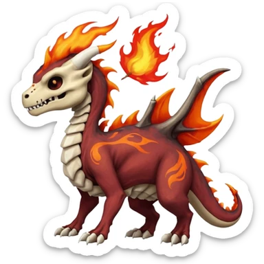 Skeletal Fiery Volcanic Cubone-Salandit-Marowak-Duskull-dragon with a flame-mane-Mohawk sticker