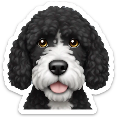completely black with white tiny spot on the top of head portuguese water dog sticker