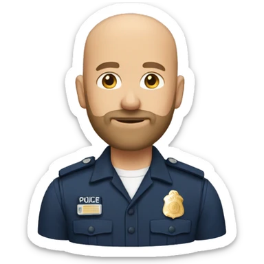 Bald Caucasian man with light brown beard in police uniform  sticker