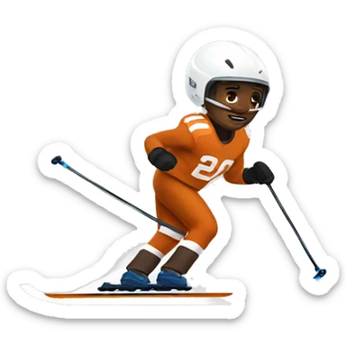 White Skier skiing wearing a Cleveland browns football Jersey sticker