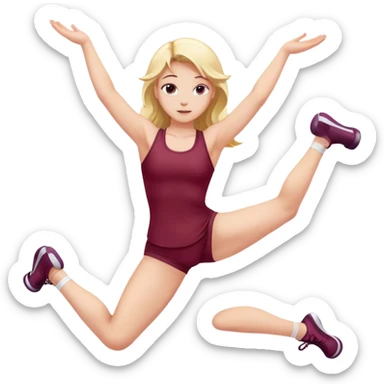 angelic blonde girl stretching in Burgundy  gym  sticker