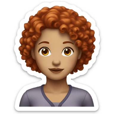 avatar of a woman with red curly hair and brown eyes  sticker