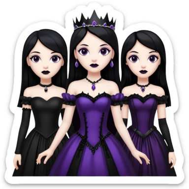 black haired goth princesses sticker