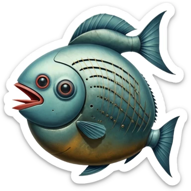 cinematic steam-punk -  hieronymus bosch phantasmagoric mutated creatures - hybrids of human, birds and fish sticker