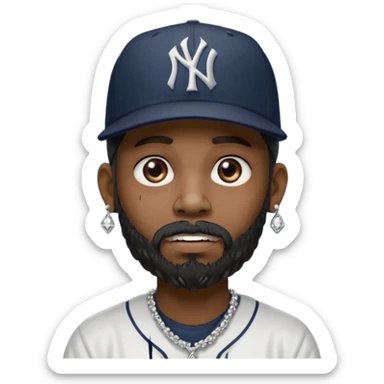Hazme un zombie con barba en la barbilla el emoji que esté en blanco y negro osea la foto que tenga aretes pequeños una gorra volteada de los new York yankee y una cadena de diamantes que diga W sticker