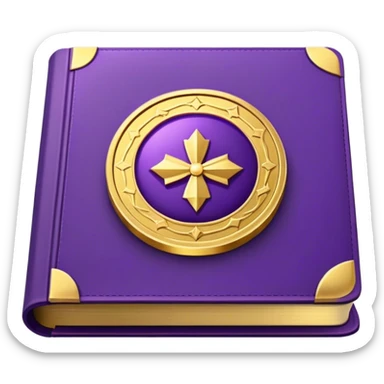 A royal purple book with gold details, a sleek, firm texture, and a symbol of a gold coin, a bank, or a split path, radiating financial wisdom, abundance, and the power of financial education.  sticker