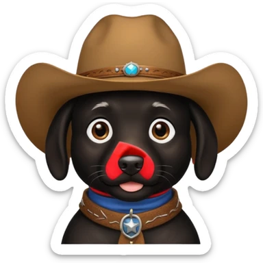 Black lab wearing cowboy hat  sticker